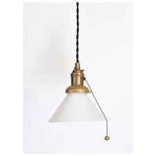 Plug In Pendant With Pull Chain Socket And Small Opal Cone Etsy Pull Chain Hanging Pendants Lamp Light