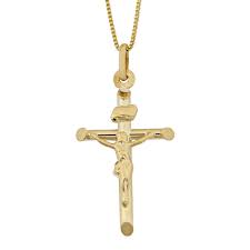 $299.00 or 4 payments of $74.75. Fremada 18k Yellow Gold Italian Crucifix Pendant On Complementary Box Chain Necklace