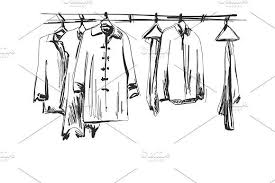 Wardrobe Sketch Clothes On The Hangers Hand Drawn Illustration Drawing Illustration How To Draw Hands Drawing Clothes