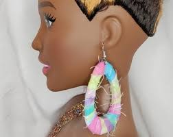 Rainbow Denim Earrings (1651)