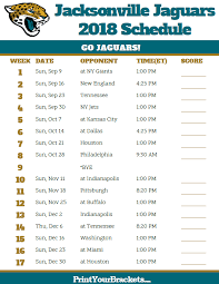 Printable 2018 Jacksonville Jaguars Football Schedule Jacksonville Jaguars Jacksonville Jaguars Football Jaguars