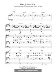 Happy New Year Abba For Voice And Piano Or Guitar By Benny Andersson Bjorn Ulvaeus Bladmuziek Muziek Piano