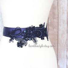 Navy Blue Beaded Lace Sash Bridal Navy Sash Bridesmaid Sash Flower Girl Sash Sh 40 In 2020 Wedding Dress Blue Sash Beaded Lace Lace Sash