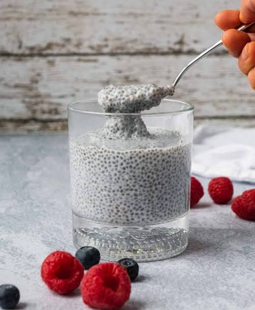 The ideal gel texture of fully expanded chia seeds, AI generated