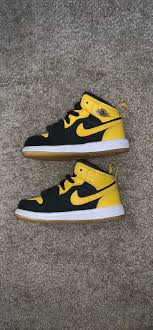 Black And Yellow Jordan Shirt Toddler Black And Yellow Retro Jordan 1 S Size 6 Retro 1 Jordan Retro 1 Air Jordan Shoes