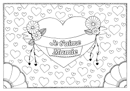 coloriage special fete des peres gros coeur et petits coeurs je t aime mamie a partir de la meres dessin attrape-zombies
