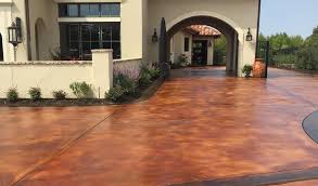 Acid stains provide natural color and depth to concrete floors and other surfaces. Concrete Driveway Stained Designs Ideas Concrete Craft