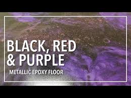 Countertops epoxy us has been manufacturing epoxy systems for countertop applications for years and develops them applying the latest technologies available to achieve the highest quality and most. Vibrant Black Purple And Red Metallic Epoxy Floor Youtube