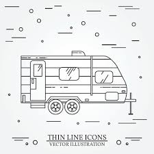 Australia country outline clipart black and white. Rv Camper Trailer Thin Line Camping Rv Trailer Caravan Outline Clipart Image