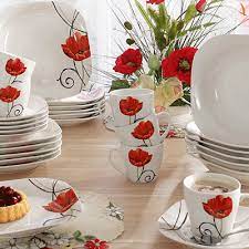 Enjoy free shipping on most stuff, even big stuff. Red And White Dinnerware With Floral Pattern Poppy Decor White Dinnerware Dinnerware Floral