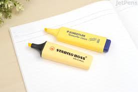 Vanilla, baby pink, apricot, mint green, baby blue and lavender. Stabilo Boss Original Highlighter Pastel Milky Yellow Jetpens