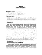 Laras bahasa terkait langsung dengan selingkung bidang (home style) dan keilmuan. 5 Ragam Bahasa Indonesia Berdasarkan Topik Pembicaraan Berdasarkan Topik Course Hero