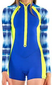 2mm Womens Glidesoul Front Zip Springsuit Blue Tie Dye
