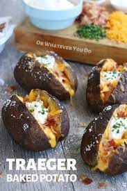 Traeger Smoked Baked Potato Grilled Or Smoked Loaded Baker Recipe Recipe Smoked Baked Potatoes Smoked Food Recipes Outdoor Cooking Recipes