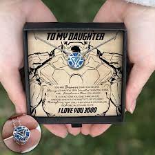 Gift For Daughter Arc Reactor 3 Necklace I Love You 3000 Necklace Stamped Jewelry Arc Reactor My Love