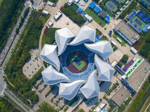 The Qizhong Forest Sports City Arena, also known as Qizhong Stadium (旗忠网球中心), is located in Maqiao Town, Minhang District.⁠ ⁠ The complex has a steel retractable roof that opens and closes in