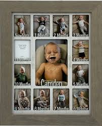 Angelo natural maple floater frame. Baby First Year Picture Frame Collage Personalized 11x14