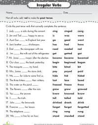 Irregular Verbs Worksheet Irregular Verbs English Verbs Verb Worksheets