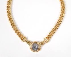 authentic vintage givenchy necklace gold tone metal short link curb chain with rhinestones paris new york vintage givenchy givenchy necklace vintage givenchy necklace