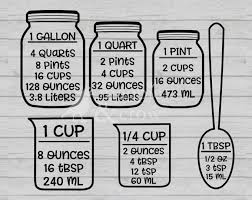 Kitchen Equivalent Measurement Conversion Chart Mason Jar Etsy Measurement Conversion Chart Conversion Chart Kitchen Mason Jar Sizes