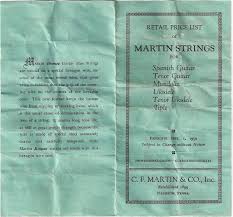 Vintage Martin Ukulele String Chart From 1950 Fan Guitar