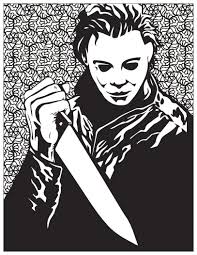 Scary clown printable coloring pages coloring home. Horror Michael Myers Halloween Adult Coloring Pages