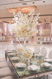 All White Chic Modern Day Wedding Strictly Weddings Wedding Centerpieces Wedding Table Toppers Wedding Mirror