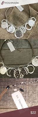 St Thomas Leather Chrome Necklace Leather Band Leather Necklace