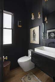 I was looking for something white, unique, original, modern, simple lines, well made, something that made a statement, something with all of this and well priced. Contemporary Powder Room With Floating Vanity Black Powder Room Powder Room Small Contemporary Powder Room
