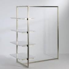 Portant T Element Nickel Brosse L125xh140cm Tablette En Option Portants Vetements Portants Araras Para Lojas Vitrines De Lojas Decoracao De Casas Simples