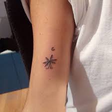 Cute Small Palm Tree Outline Tattoo With Crescent Moon Palm Tree Tattoo Tattoo Outline Small Palm Trees
