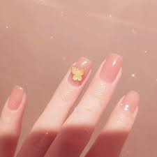 Today's nails <3 acrylic bath on natural nail and encapsulated red stars 🦋. Amazon Com Florry Butterfly Fake Nails Pink Short Press On Nails Glossy Square Acrylic Nails For Women And Girls 24pcs Beauty