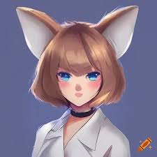 Anime girl with fox ears and scientist lab coat on Craiyon