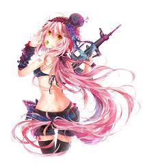 I post pink haired + pink themed anime girls inspired by gyaruoftheday and chuunioftheday requests are always open. Pink Hair Anime Girl With Gun