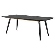 Upgrade your dining area with luxurious yet affordable mcm dining tables. Sharon Mid Century Modern Gold Accent Black Oak Rectangular Dining Table Small 41 D 50 D Kathy Kuo Home