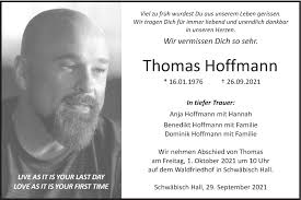 Traueranzeigen von Thomas Hoffmann