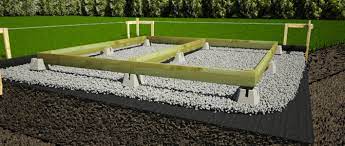Place the deck frame onto the concrete blocks so the frame parts rest over the centers of the blocks. How To Build A Shed Foundation With Deck Blocks