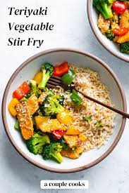 Teriyaki Vegetable Stir Fry A Couple Cooks Recipe Healthy Bowls Recipes Vegetable Soup Recipes Vegan Dinners