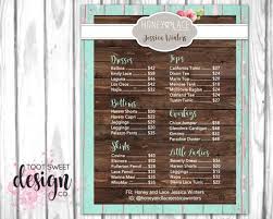 Honey And Lace Price List Poster Custom Honey Lace