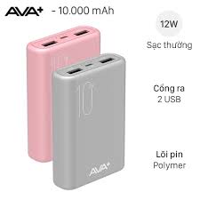 Pin sạc dự phòng Polymer 10.000 mAh 12W AVA+ PJ JP192 - Chính hãng, giá rẻ