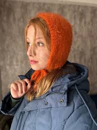 Hand-knitted Adult Bow Tie Bonnet, Handmade Pink Bonnet, Unisex Bonnet,  Winter Bonnet, Handmade Winter Warm Hat, Handmade Balaclava