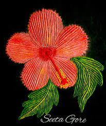 My Rangoli My Art My Hibiscus Flower Rangoli 12 Flower Rangoli Rangoli Designs Simple Rangoli
