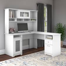 Expansive 60w x 60d l shaped desk surface provides plenty of room to spread out. Bush Furniture Cabot 60w L Shaped Computer Desk With Hutch Walmart Com Walmart Com