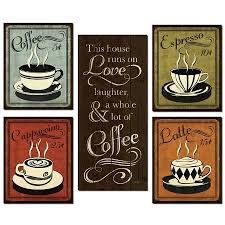 Gango Home Decor Retro Coffee Cup Quote Kitchen Wall Art Five Multi Color 8x10 8x18in Unframed Paper Prints Walmart Com Coffee Decor Kitchen Coffee Wall Decor Coffee Theme Kitchen