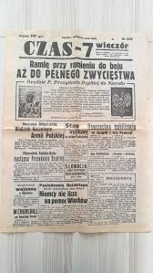 1 września 1939 (piątek) o godz. Gazeta Czas 7 Wieczor 1 Wrzesnia 1939 Roku 7310183334 Oficjalne Archiwum Allegro