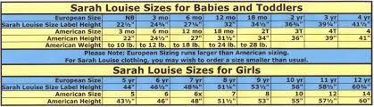 Sarah Louise Size Guide