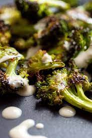Roasted Broccoli With Tahini Garlic Sauce Recipe Garlic Sauce Recipe Side Dish Recipes Roasted Broccoli