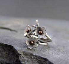 Cherry Blossom Branch Adjustable Ring In Silver Spring Jewelry 1 Ring Made To Order Plum Blossom Twig Jewelry Branch R Twig Jewelry Spring Jewelry Jewelry