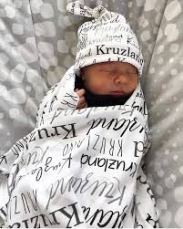 Personalized Baby Name Knot Hat And Swaddle Blanket Set Baby Etsy Swaddle Blanket Set Personalized Baby Blankets Personalized Baby Gifts