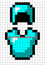 Minecraft Pixel Art Templates Diamond Armour Helmet And Chest Minecraft Pixel Art Pixel Art Pixel Art Templates
